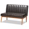 Baxton Studio Daymond Mid-Century Dark Brown Faux Leather and Walnut Brown Finished Wood 5-PC Dining Nook Set 186-11349-11350-11351-9305-Zoro - alternate 7